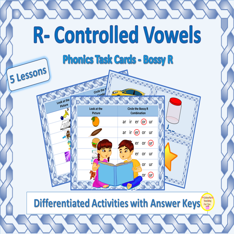 R Controlled Vowels Project Based Learning er, ir, ur, or, ar - Pictures and Worksheets