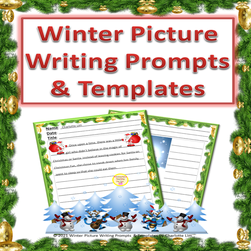 Winter Holiday Writing Prompts and Writing Paper Bulletin Board Activities